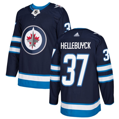 Adidas Winnipeg Jets 37 Connor Hellebuyck Navy Blue Home Authentic Stitched Youth NHL Jersey